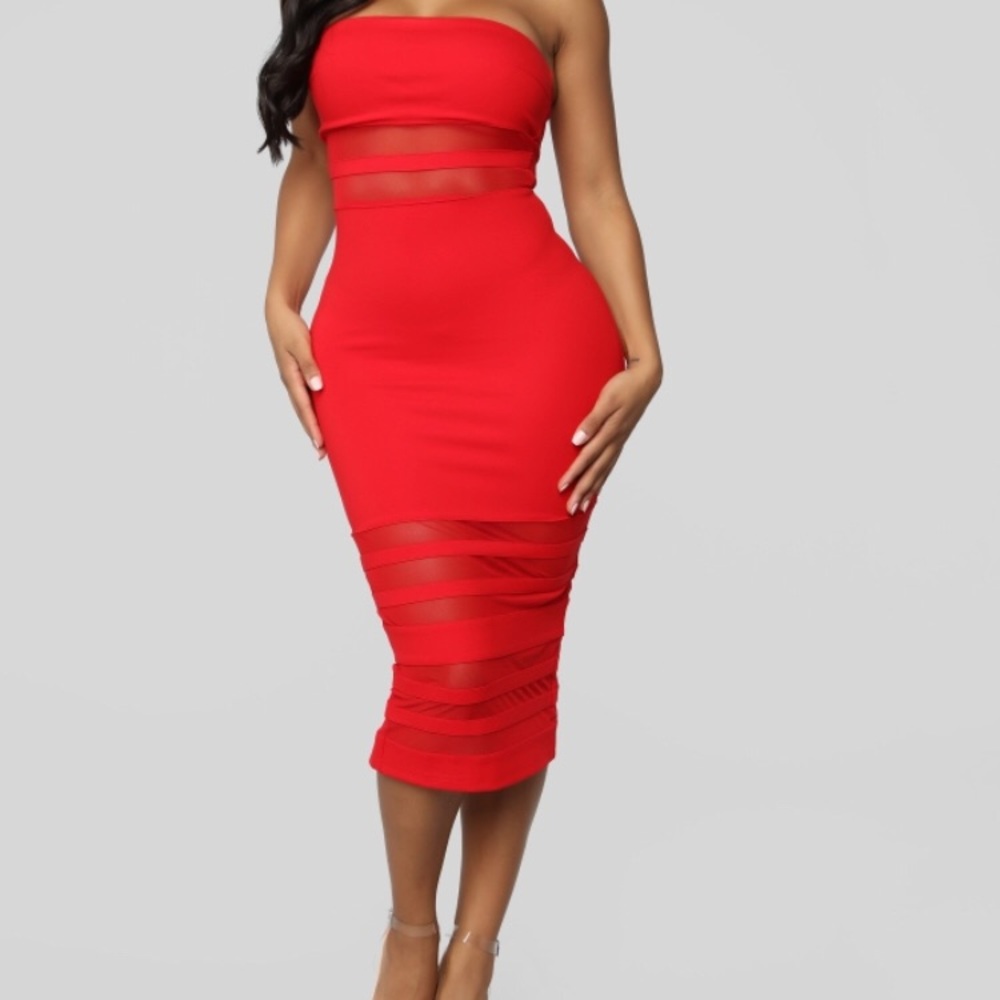 Fashion Nova Red Midi Dress